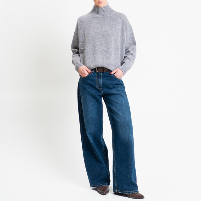 Motel-Maglia collo montato 100% LANA - grigio