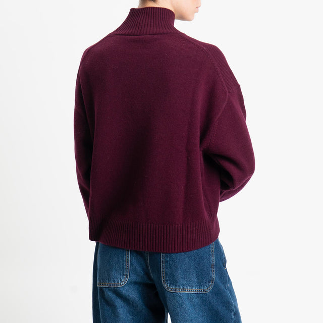 Motel-Maglia collo montato 100% LANA - vino