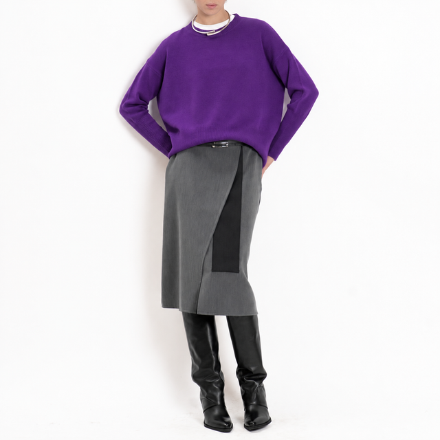 Zeroassoluto-Maglia 100% LANA SOFT bordi a coste - viola