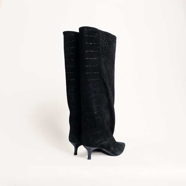 Ovye'-Stivale in camoscio stampa cocco - nero