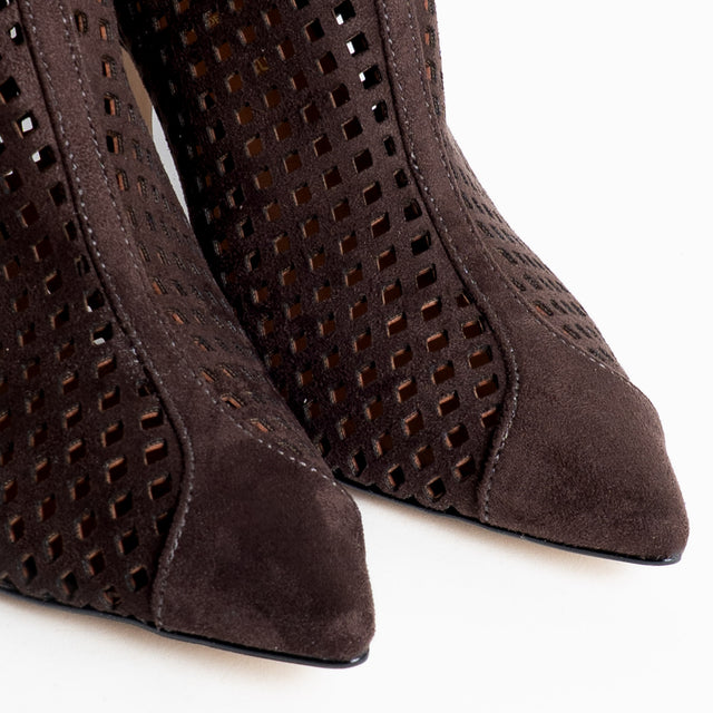 Ovyè-Stivaletto traforato in camoscio - moro