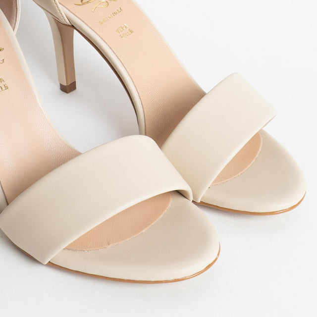 Ovyè- Sandalo con tacco in pelle - beige