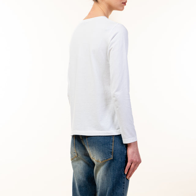 Zeroassoluto-T-shirt girocollo manica lunga cotone elasticizzato - bianco