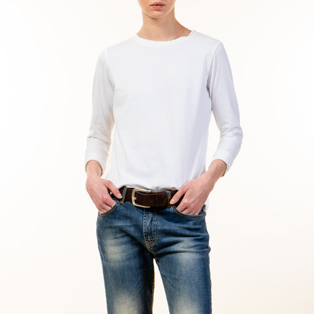 Zeroassoluto-T-shirt girocollo manica lunga cotone elasticizzato - bianco