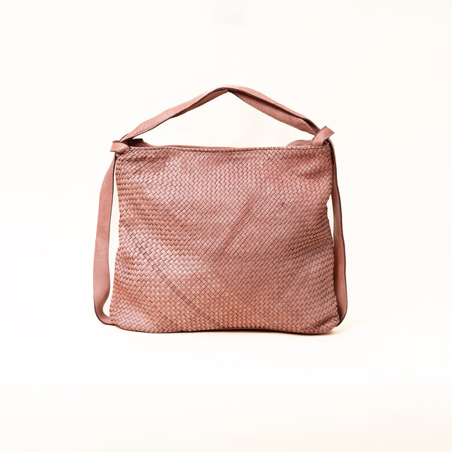 Zeroassoluto - Borsa zaino in pelle intrecciata - cipria