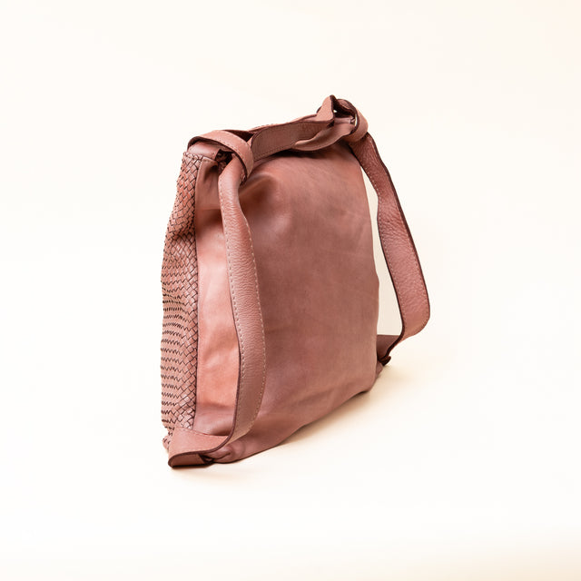 Zeroassoluto - Borsa zaino in pelle intrecciata - cipria