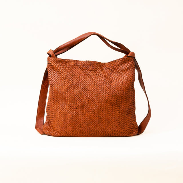 Zeroassoluto - Borsa zaino in pelle intrecciata - cuoio