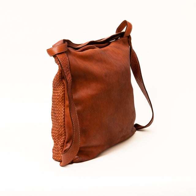 Zeroassoluto - Borsa zaino in pelle intrecciata - cuoio