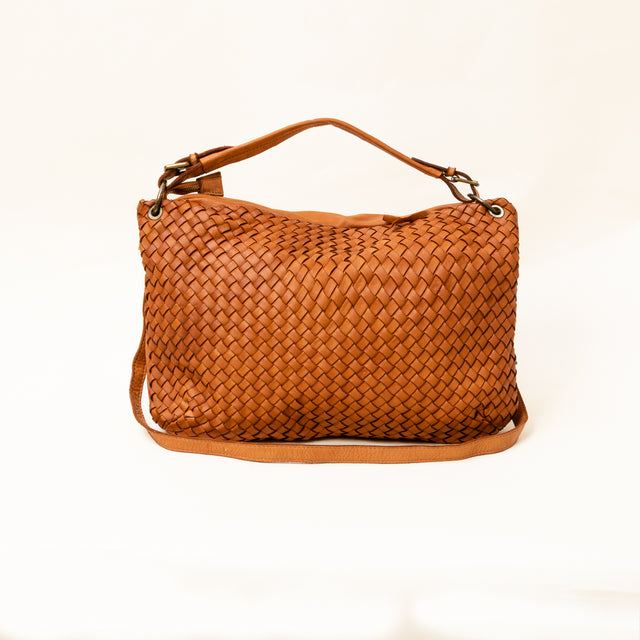 Zeroassoluto - Borsa a mano in pelle intrecciata - cuoio