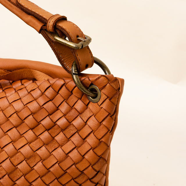 Zeroassoluto - Borsa a mano in pelle intrecciata - cuoio