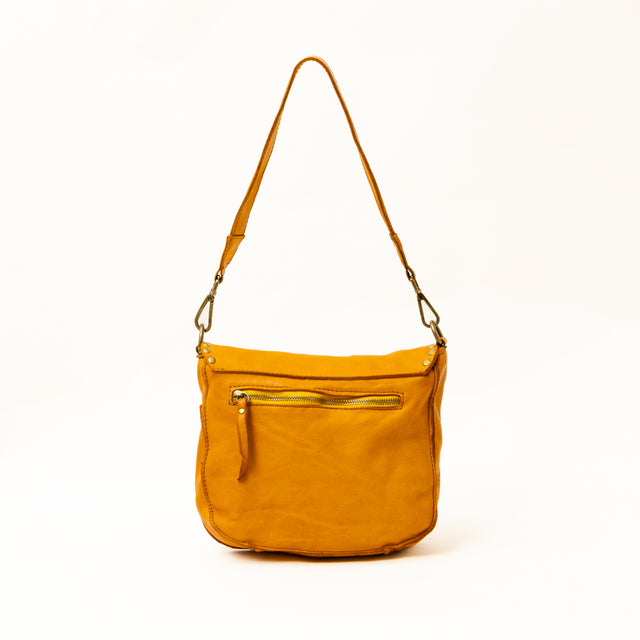 Zeroassoluto - Flap bag tolfa con borchie - Senape