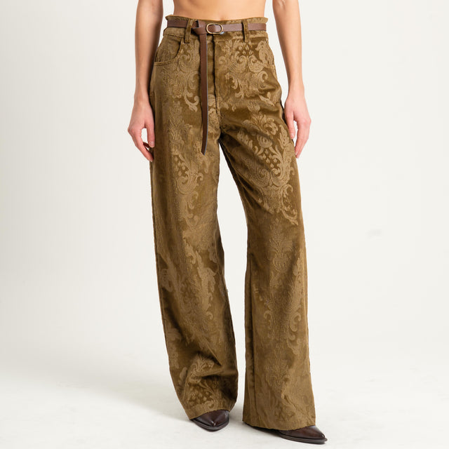 Philia Loft-Pantalone velluto damascato - olio