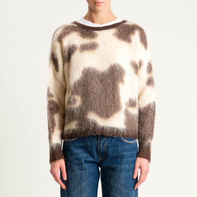Philia Loft-Maglia mohair cow print - burro/moro