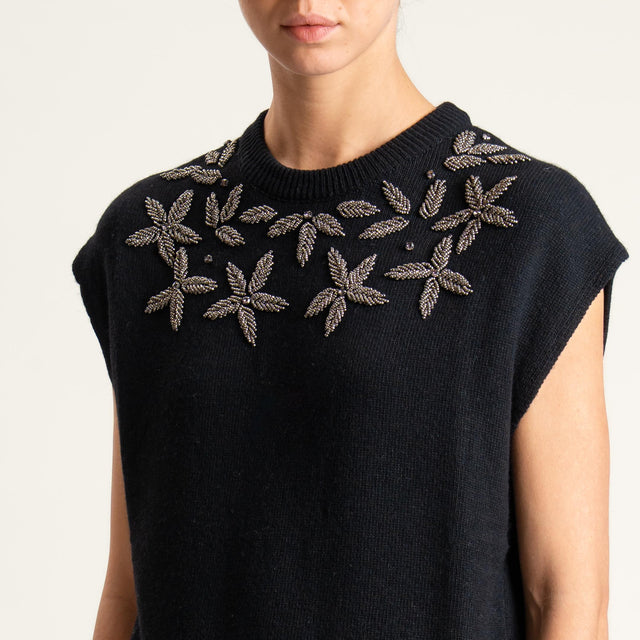 Philia Loft-Maglia smanicata misto cashmere - nero