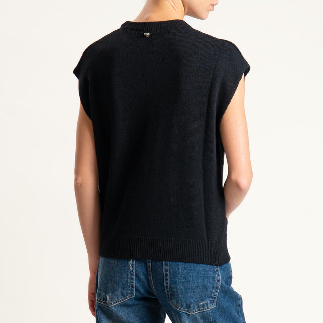 Philia Loft-Maglia smanicata misto cashmere - nero