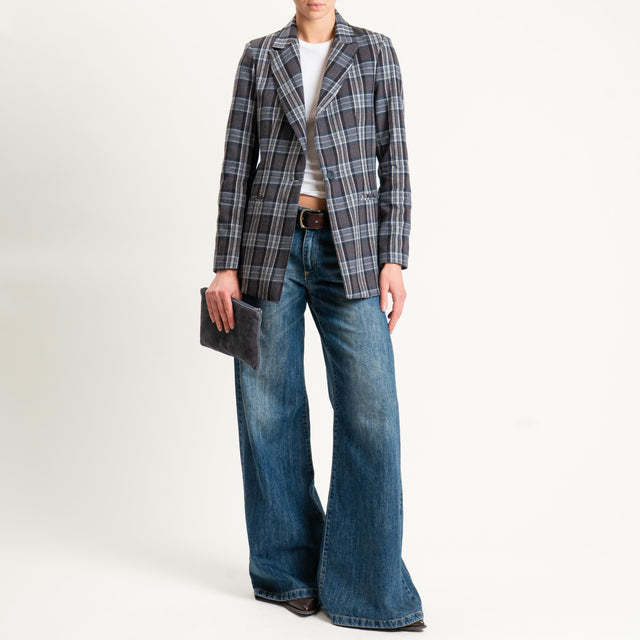 Philia Loft-Giacca check un bottone - moro/grigio/burro