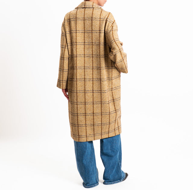 Philia loft-Cappotto check doppio petto - olio/moro