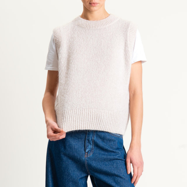Philia Loft-Maglia smanicata misto mohair - panna
