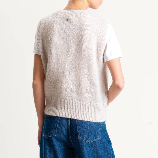 Philia Loft-Maglia smanicata misto mohair - panna