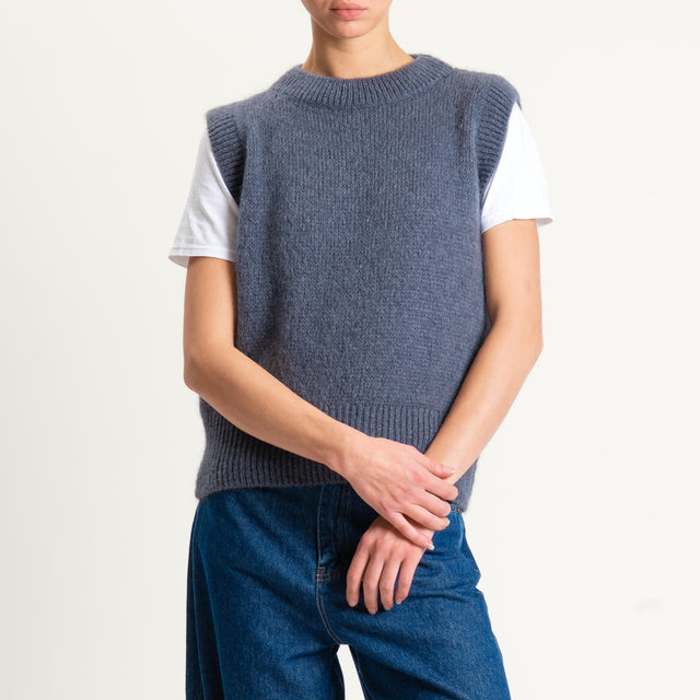 Philia Loft-Maglia smanicata misto mohair - piombo