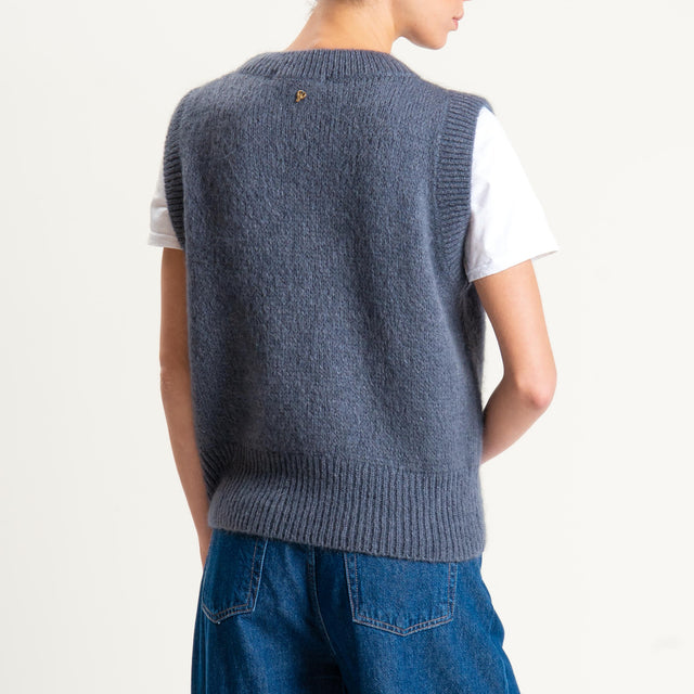 Philia Loft-Maglia smanicata misto mohair - piombo