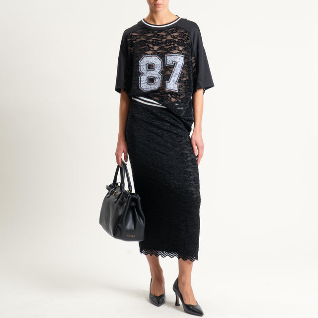 Philia Loft-T-shirt n87 con pizzo - nero
