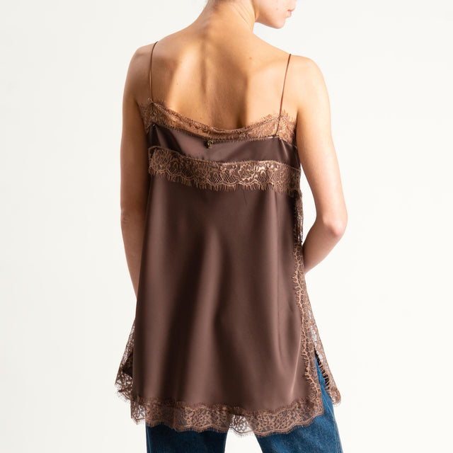 Philia Loft-Top con pizzo - cioccolato
