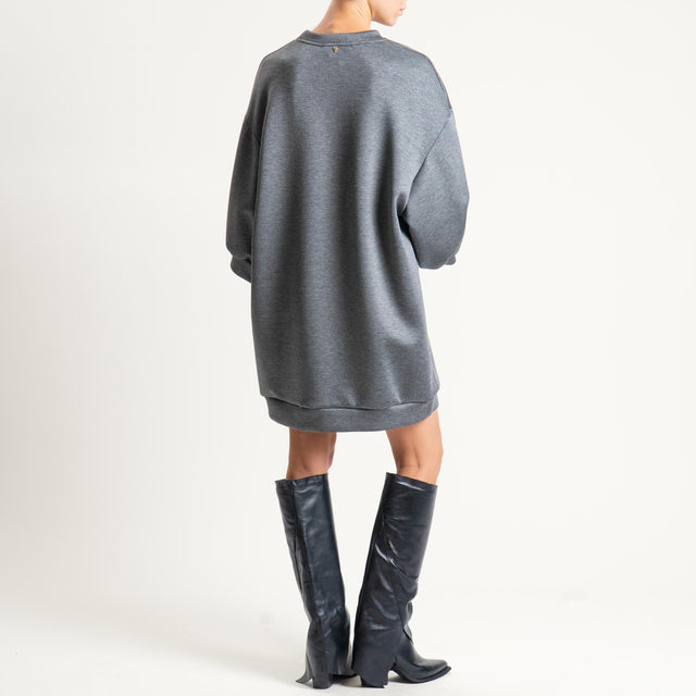 Philia Loft-Abito neoprene con spilla - antracite