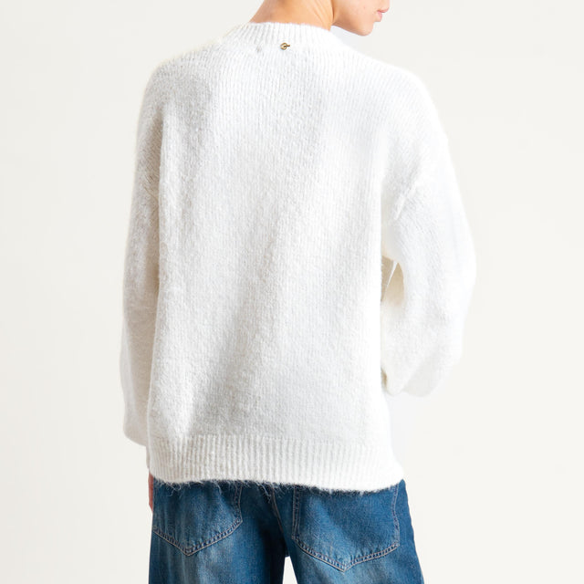 Philia Loft-Maglia fantasia floreale misto lana - latte