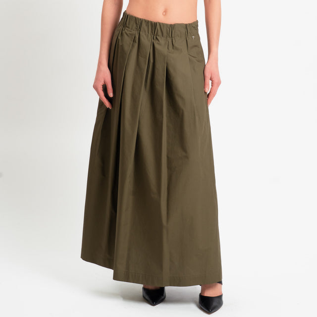 Philia Loft-Gonna pieghe in popeline di cotone - militare