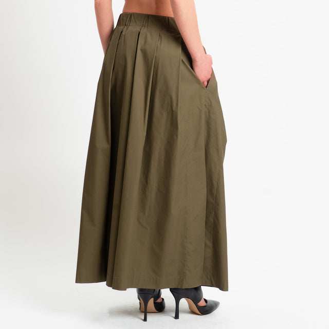 Philia Loft-Gonna pieghe in popeline di cotone - militare