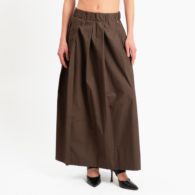 Philia Loft-Gonna pieghe in popeline di cotone - moro