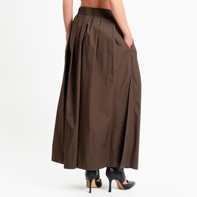 Philia Loft-Gonna pieghe in popeline di cotone - moro