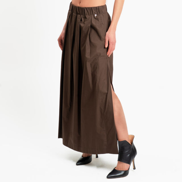 Philia Loft-Gonna pieghe in popeline di cotone - moro