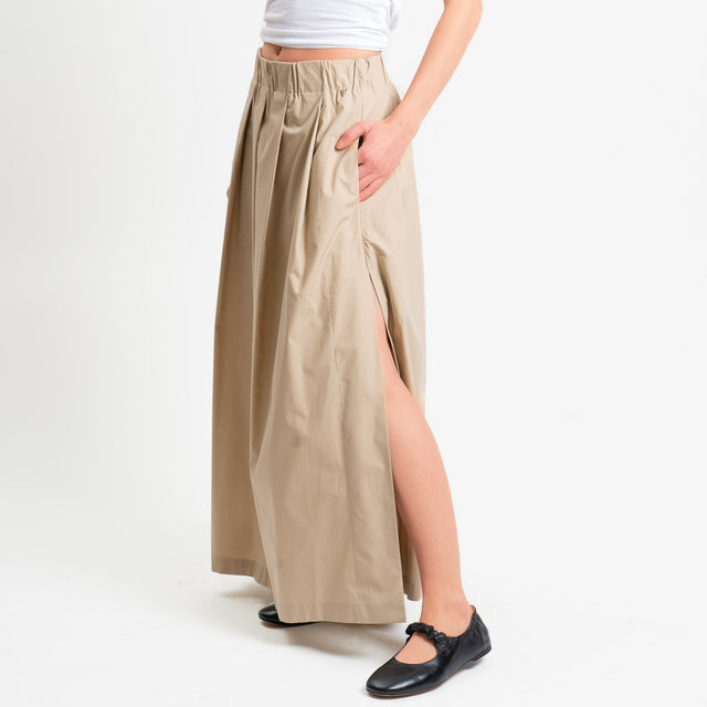 Philia Loft-Gonna pieghe in popeline di cotone - sabbia