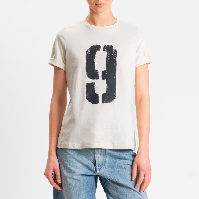 Philia Loft-T-shirt stampa n.9 - burro/nero