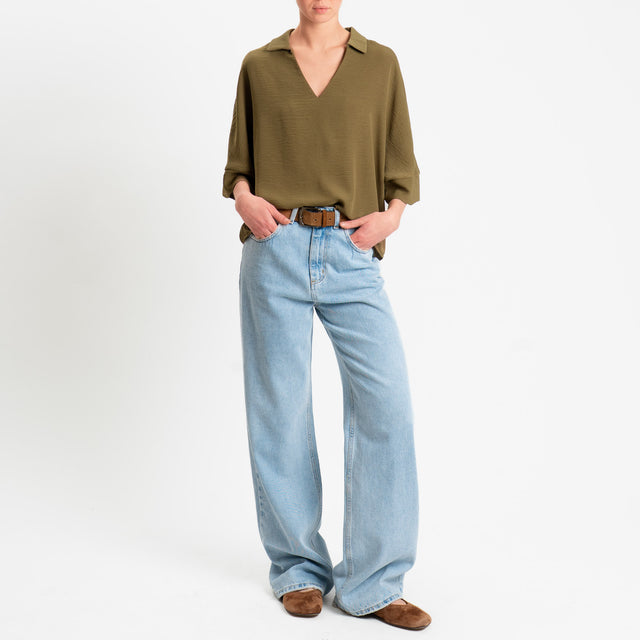 Philia Loft-Blusa scollo v - militare