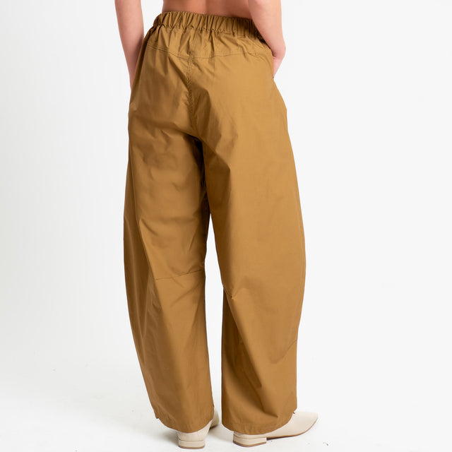 Philia Loft-Pantalone barrel in popeline di cotone - cognac