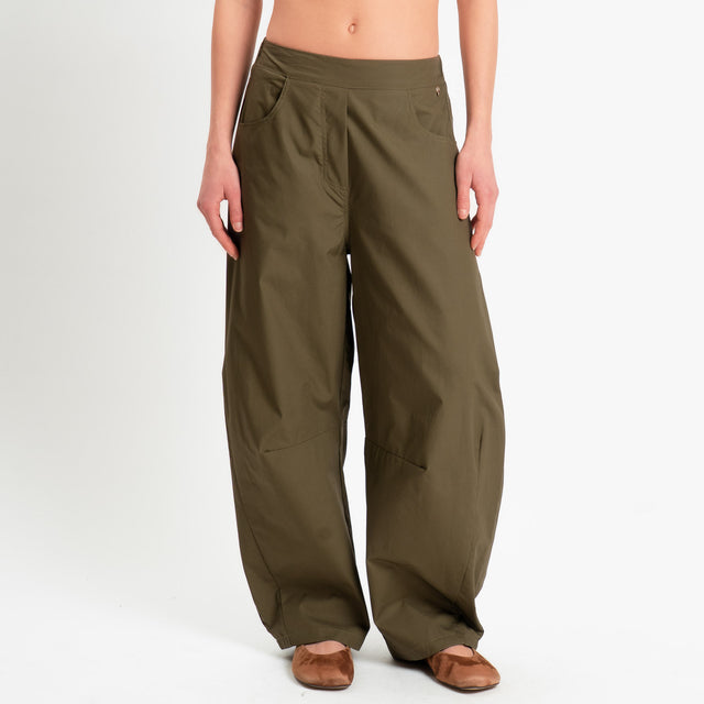 Philia Loft-Pantalone barrel in popeline di cotone - militare