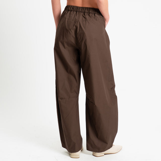Philia Loft-Pantalone barrel in popeline di cotone - moro