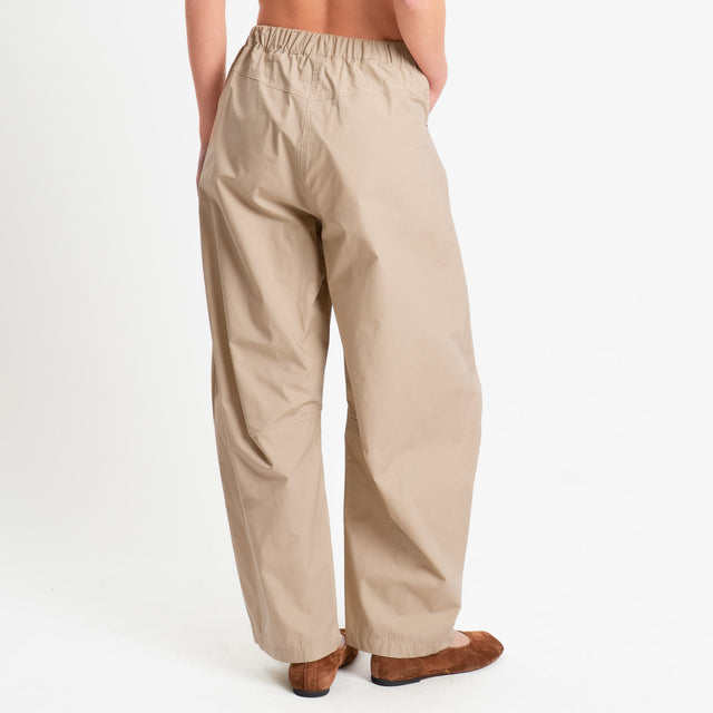 Philia Loft-Pantalone barrel in popeline di cotone- sabbia