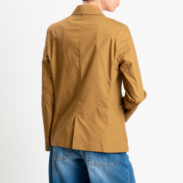 Philia Loft-Giacca un bottone in popeline di cotone - cognac