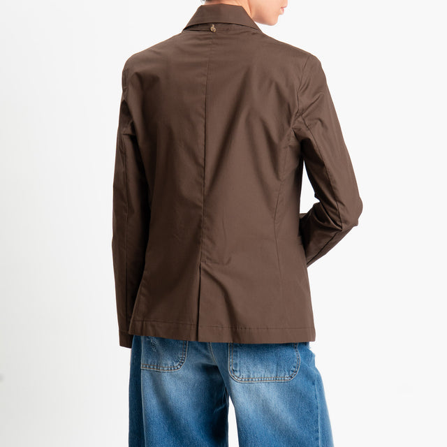 Philia Loft-Giacca un bottone in popeline di cotone - moro