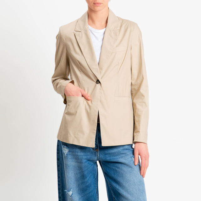 Philia Loft-Giacca un bottone in popeline di cotone - sabbia