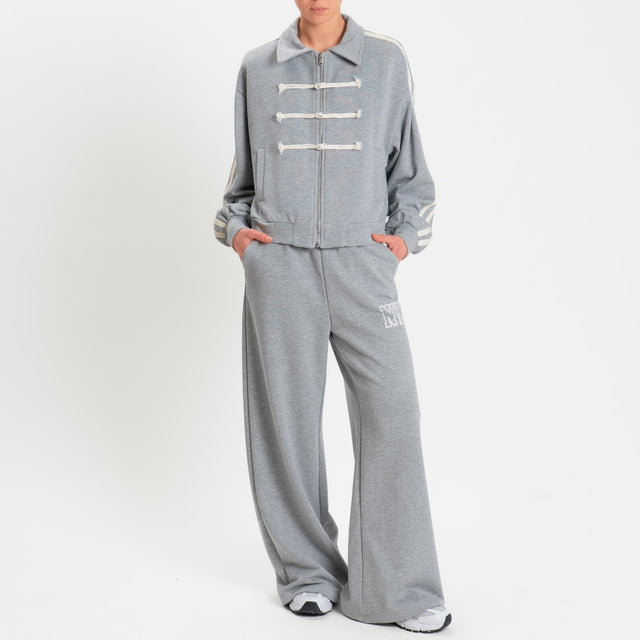 Philia Loft-Pantalone in felpa wide leg elastico - grigio chiaro