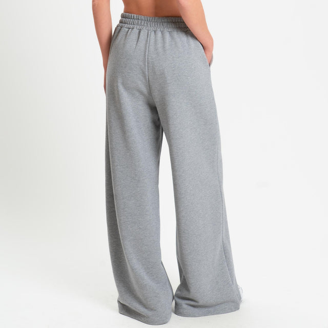 Philia Loft-Pantalone in felpa wide leg elastico - grigio chiaro