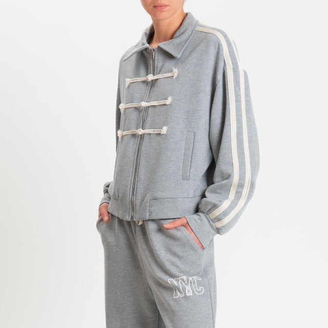 Philia Loft- Felpa mandarin bande laterali - grigio chiaro