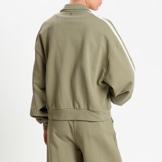 Philia Loft- Felpa mandarin bande laterali - militare