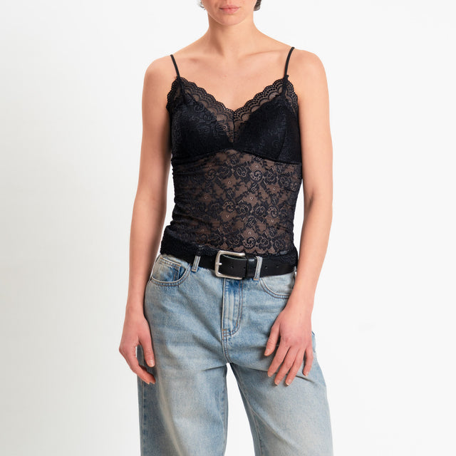 Philia Loft-Top in pizzo elasticizzato - nero