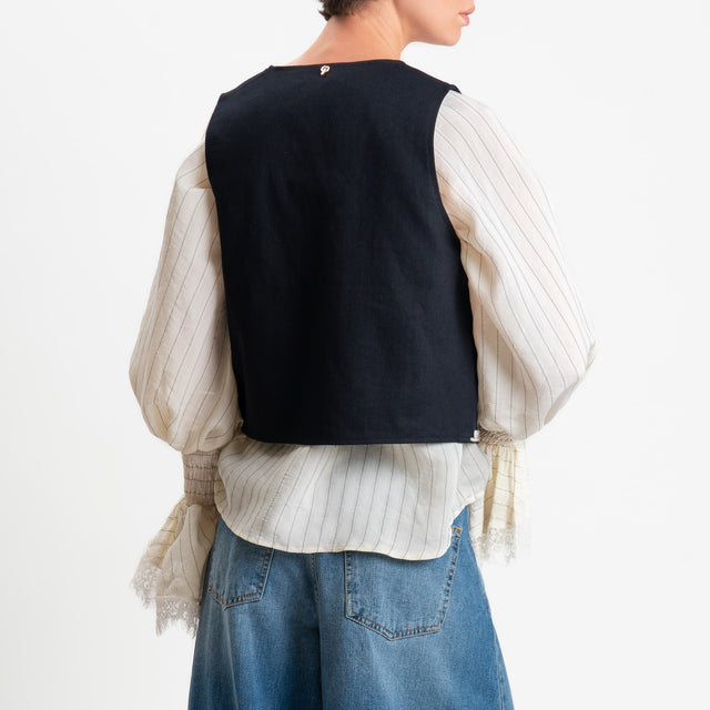 Philia Loft-Gilet ricamato con strass - nero/burro